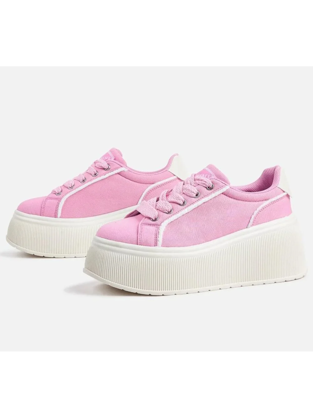 🆕LUCKY STEP Women's Hot Pink Platform Wedge Canvas Sneakers Walking Shoes